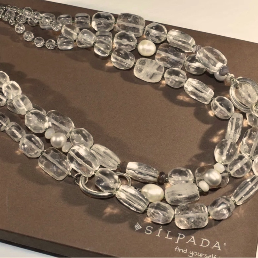 Silpada Clear and Pearl Necklace - Picture 2 of 5